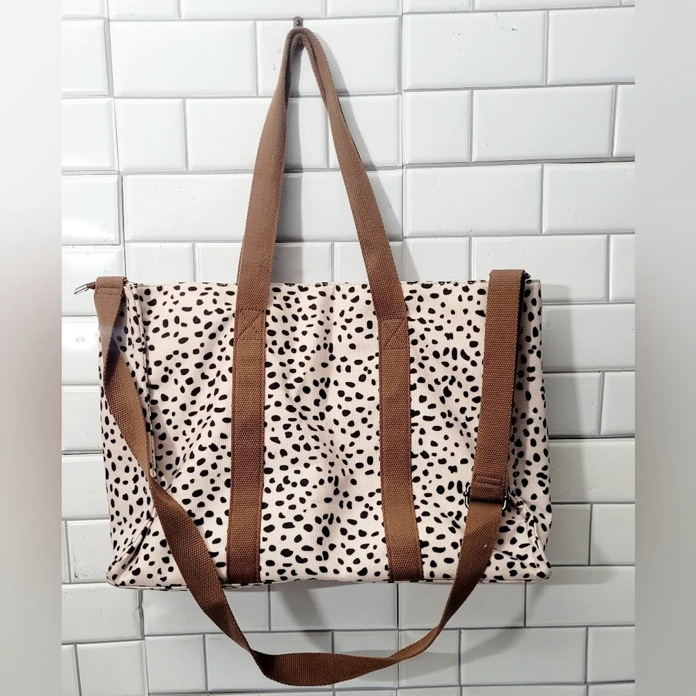 Ladies Large Canvas Laptop Tote Zip Closure Internal Divider Simple Classic Adju